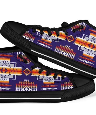 Purple Tribal Native American High Top Shoes