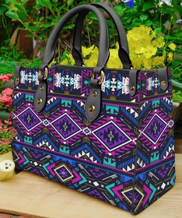 Purple Tribe Pattern Leather Bag