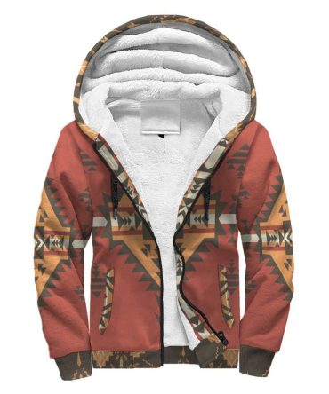 Red Native American 3D Sherpa Hoodie
