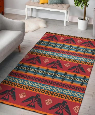 Red Thunderbird Native American Design Area Rug no link