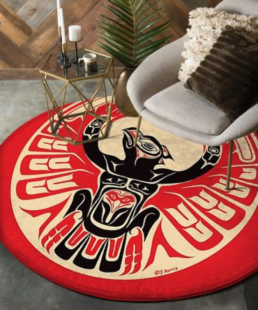 Red Thunderbird Native American Round Rug