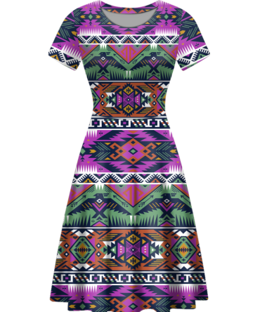 Native Tribes Pattern Round Neck Dress