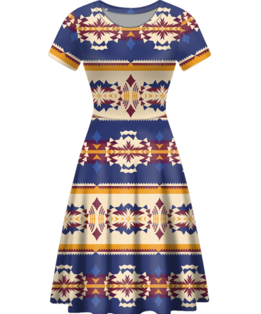 Native Tribes Pattern Round Neck Dress