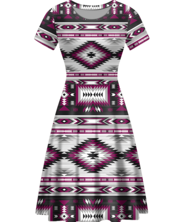 Native Tribes Pattern Round Neck Dress
