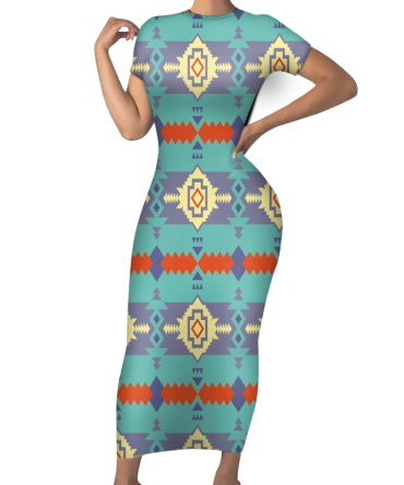 Pattern Native Short-Sleeved Body Dress