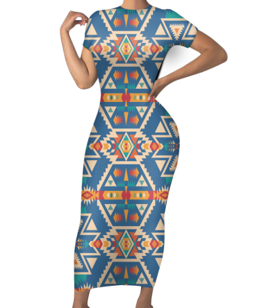 Pattern Native Short-Sleeved Body Dress