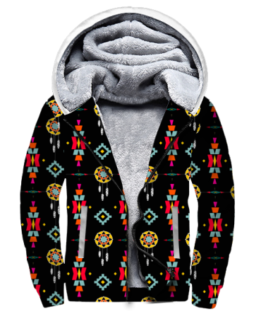Pattern Black Native American 3D Fleece Hoodie