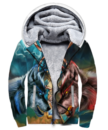 Wolf Native American 3D Fleece Hoodie