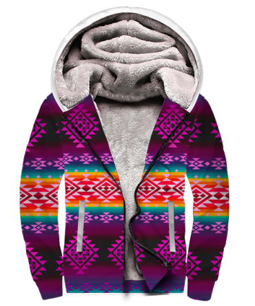Purple Light Pattern Native 3D Fleece Hoodie