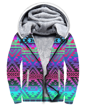 Purple Light Pattern Native 3D Fleece Hoodie