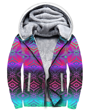 Purple Light Pattern Native 3D Fleece Hoodie