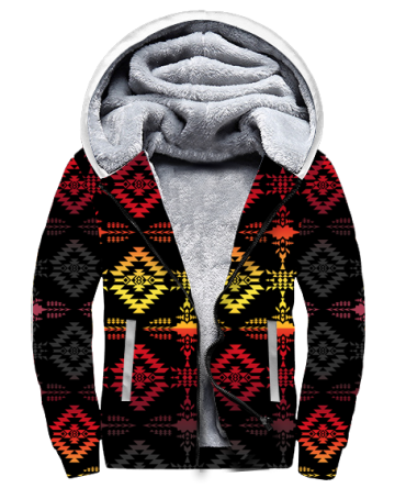 Red Color Light Pattern Native 3D Fleece Hoodie