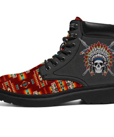 Skull Chief Red Pattern Native All Season Boots - Men Women