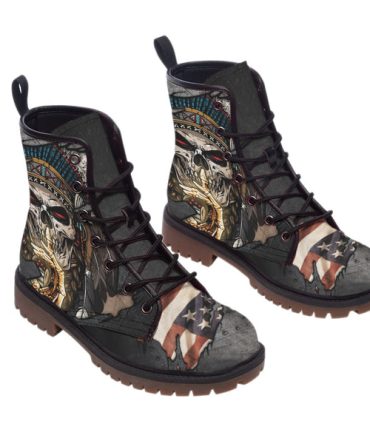 Skull Flag American Native Leather Martin Short Boots