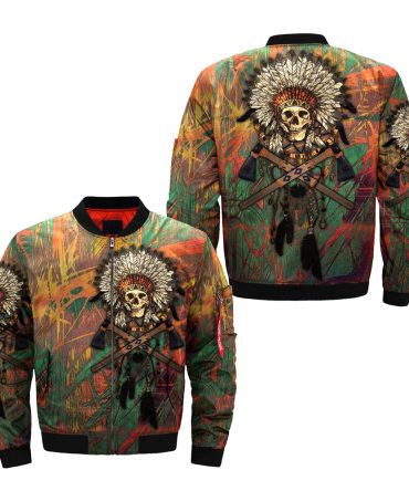 Skull Native American Art Bomber Jacket