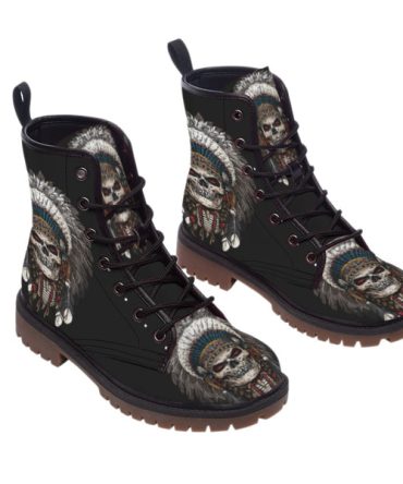 Skull Native Leather Martin Short Boots