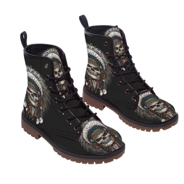 Skull Native Leather Martin Short Boots