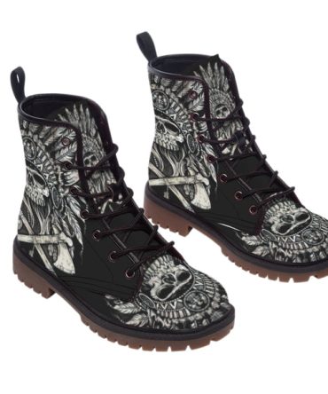 Skull Native Leather Martin Short Boots Women Men