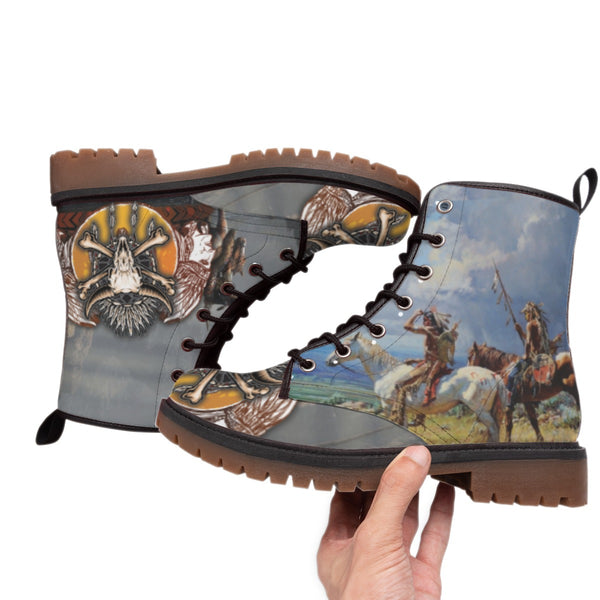 Skull Warrior Leather Martin Short Boots - Image 3