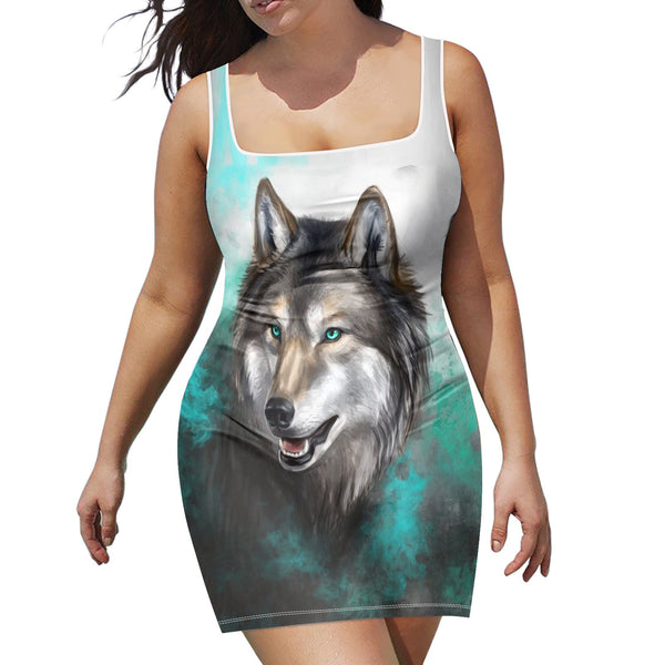 Wolf Smoke Green Native Square Neckline Dress - Image 2