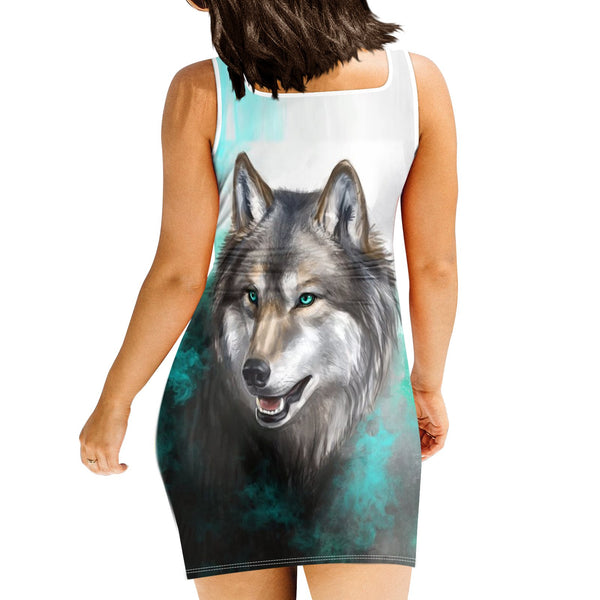 Wolf Smoke Green Native Square Neckline Dress - Image 3