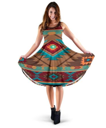 Southwest Brown Red Symbol Native American 3D Dress