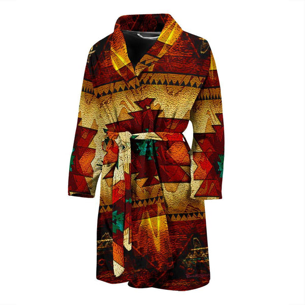 Southwest Brown Symbol Native American Bath Robe - Men - Image 2