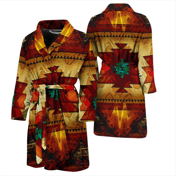 Southwest Brown Symbol Native American Bath Robe - Men - Image 4