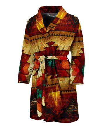 Southwest Brown Symbol Native American Bath Robe - Men