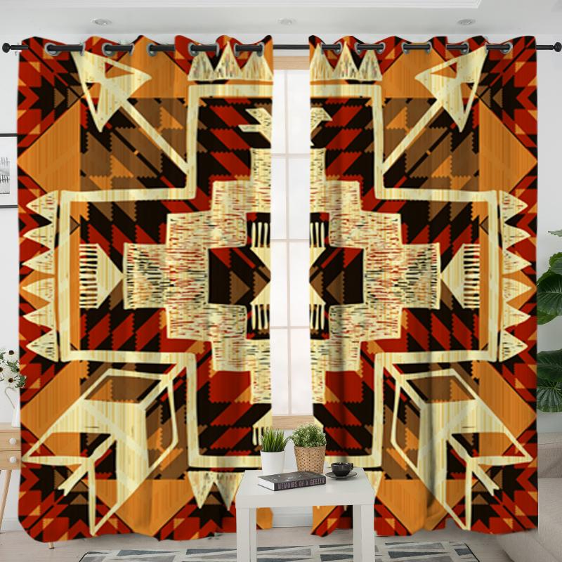 Southwest Yellow Symbol Native American Living Room Curtain