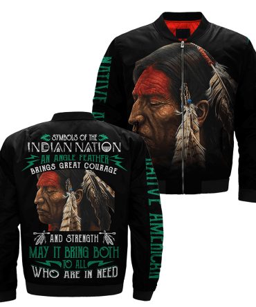 Symbols Of The Indian Nation An Eagle Feather Brings Great Courage And Strength Bomber Jacket Native