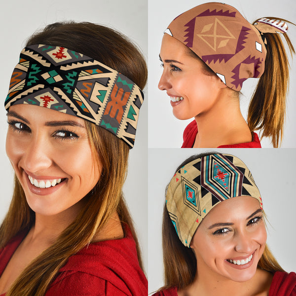 Tan Native Pattern Native American Bandana 3-Pack - Image 3