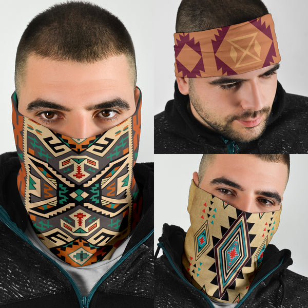 Tan Native Pattern Native American Bandana 3-Pack - Image 4