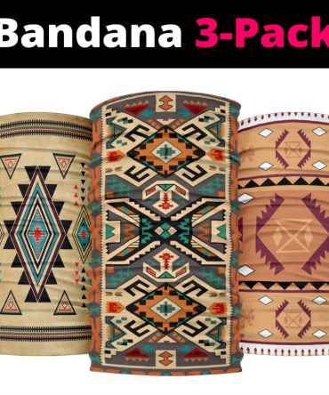 Tan Native Pattern Native American Bandana 3-Pack