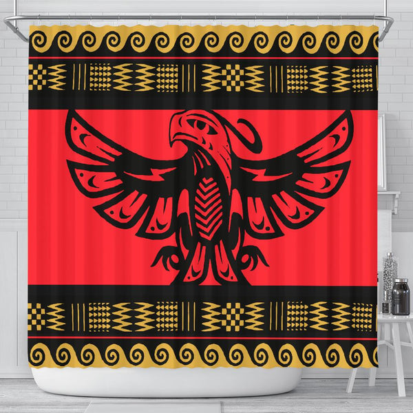 The Thunderbird Red Pattern Shower Curtain - Image 2