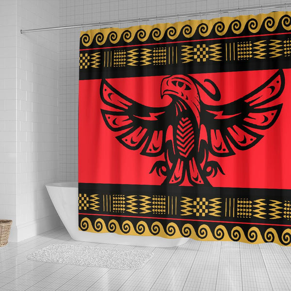 The Thunderbird Red Pattern Shower Curtain - Image 3