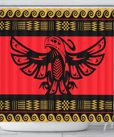 The Thunderbird Red Pattern Shower Curtain