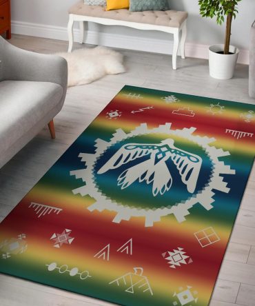 Thunderbird Rainbow Native American Design Area Rug