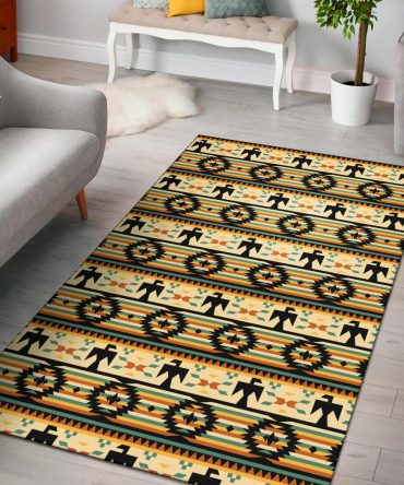 Thunderbirds Yellow Native American Design Area Rug no link