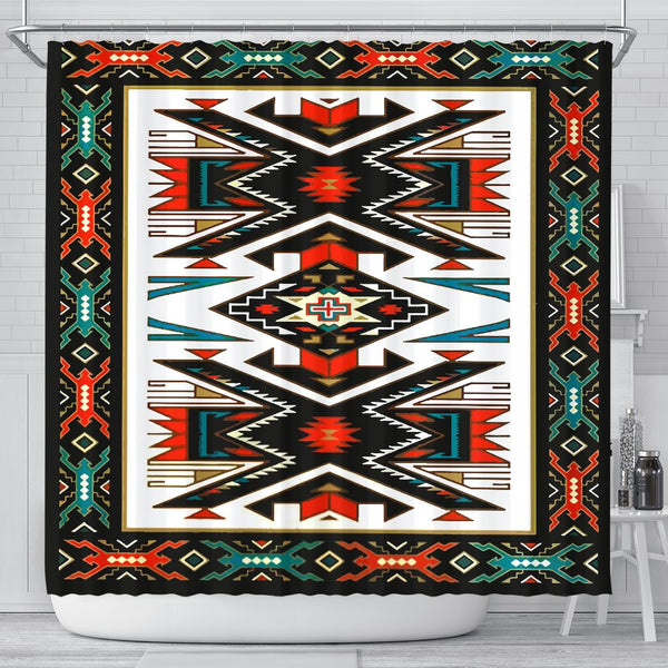Tribal Colorful Pattern Native American Design Shower Curtain - Image 2