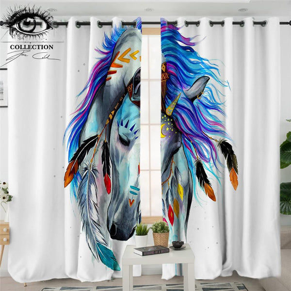 Tribal Horse Native American Pride Living Room Curtain no link - Image 2