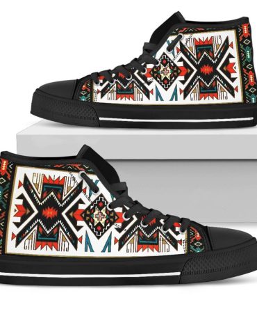 Tribal Pattern Colorful Native American Design Men's High Top Canvas Shoe