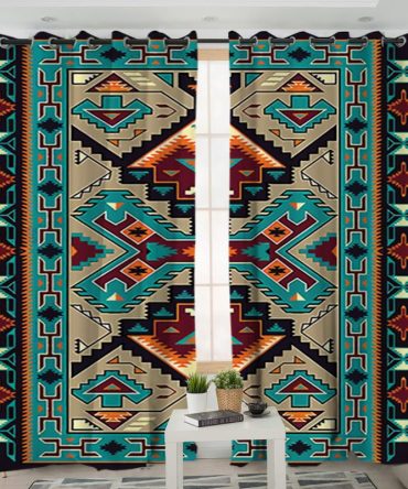 Tribe Blue Design Native American Living Room Curtain