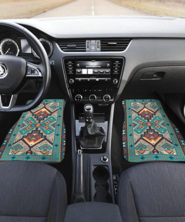 Tribe Blue Pattern Front And Back Car Mats