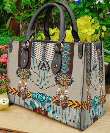 Turquoise Blue Pattern Breastplate Leather Bag