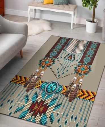 Turquoise Blue Pattern Breastplate Native American Area Rug