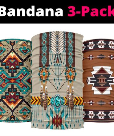 Turquoise Blue Pattern Breastplate Native American Bandana 3-Pack