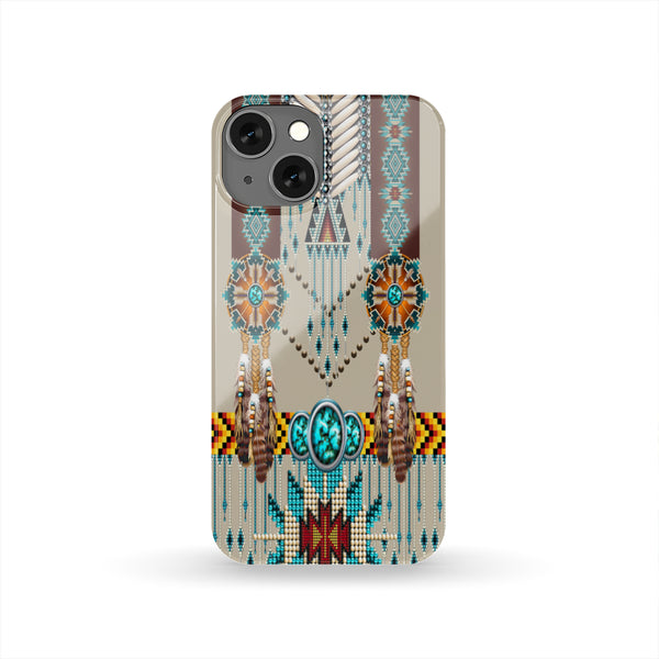 Turquoise Blue Pattern Breastplate Native American Phone Case - Image 2