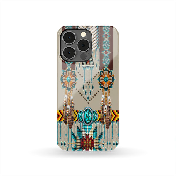 Turquoise Blue Pattern Breastplate Native American Phone Case - Image 4