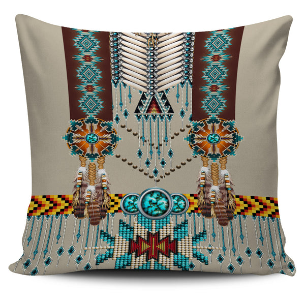 Turquoise Blue Pattern Breastplate Native American Pillow Cover - Image 3